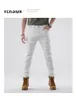 Herren Jeans Mode für Männer 2023 Slim Straight White Pants Mans Patchwork Herrenhose Patch Punk Kleidung