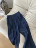 Dames Tweedelige Broek 2023 Mode Pak Eén woord Schouder Bubble Korte mouwen Katoenen Denim Top Broek 2-delige set 0609