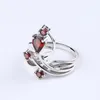 Cluster Rings Gem's Ballet Natural Red Garnet Gemstone 925 Sterling Silver Floral Design Fine Smycken för kvinnors engagemang