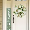 Decoratieve bloemen Praktische prachtige Hydrangea krans Niet -verdorde kunstmatige bloem slinger witte trouwdeur hanger