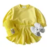 Giyim Setleri 2023 Yaz Kız Giysileri Seti Şeker Renk Uzun Kollu Sweatshirts Etekler bebek 2pcs takım elbise 1 5 yıl çocuklar bebek kız kıyafeti 230412