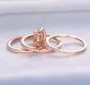 Bagues de cluster 3pcs / Set Mode Femme Rose Gold Bague Mignon Romantique Mariage Set Promesse pour Couple