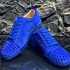 Luxury Designer Casual Sole Low Top Flat Spikes Black Yellow Blue Suede Silver Diamond Men's Shoes Women's Ball Model Outside Shot Shoes Sneakers