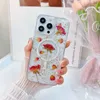 Custodie di ricarica wireless magnetiche per Iphone 15 Plus 14 Pro Max 13 12 Fiore secco pressato duro acrilico PC plastica TPU Bling Glitter Paillettes Sparkle Cover posteriore magnetica per telefono