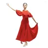 Stage Wear Summer Half Sleeve Ballroom Dance Dress Black Red Color Long Waltz Tango Peformance Training Dancewear