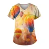 Dames t shirts katoen vrouwen dames mode print korte mouw pocket v nek shirt tops leeg