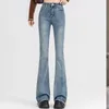Pantaloni svasati slim fit a vita alta in denim elastico con temperamento jeans da donna 2023 abbigliamento moda coreana autunnale