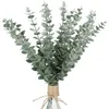 Guirnaldas de flores decorativas, 24 piezas, tallo de hoja de eucalipto artificial de 15 pulgadas de alto para ramo de boda de imitación, centro de mesa, decoración del hogar289a