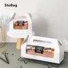 Gift Wrap StoBag 10pcs Handle Cake Packing Boxes Towel Roll Swiss Birthday Party Farvor Handmake With Transparent Window3091