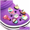 Schoenonderdelen accessoires originele 6 stks/set nieuwe desserts charms decoratie schattig ijs pvc schoenen fit croc jibz feest xmas kids g dhcor