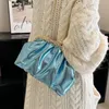 Evening Bags Glitter Laser Women's Leather Cloud Retro Chain Crossbody Luxury Pleated Dumpling Handbag Party Clutch 230412