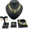 Collana Orecchini Set Moda Colore oro africano Dubai Gioielli Donna Orecchini da sposa Anello Bracciale Set India Ragazze regalo