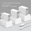 120W Quick Charge 5.0 Travel Charger Adapter Fast Charging Wall Plug Travel Home Charger EU US AU UK Socket with 6A Data Cable in Box Package