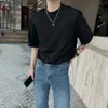 男性用韓国の夏のショルダーパッドTシャツ半袖カジュアルTシャツラウンドネックヒップホップストリートウェアソーシャルティートップ2023