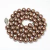 Kedjor högkvalitativa romantiska champagneskal simulerade pearl-kedjhalsband för kvinnor 8 10 12 14 mm runda pärlor charm smycken 18 tum b1498