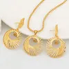 Necklace Earrings Set Gold Plated Jewelry For Women Wedding Bride Fashion Drop Party Geometric Pendant Accessory