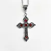 Pendant Necklaces Gothic Large Baroque Christian Cross Necklace Micro Inlaid Red Crystal Prayer Amulet Jewelry