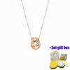 Chains Fashionable And Charming Rose Gold Double Ring Collarbone Chain Jewelry Necklace Suitable For Beautiful Womentowear Free