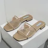 Triangel Metallic Slide Sandals Designer Slides Women Slippers Letter Chunky Heels Ladies Beach Sandal Party Wedding Slipper Fashion Low Heel Shoes