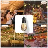 Luci da giardino solari S14 e26 10m 33ft 14 lampadine a led bianco caldo Luci a stringa per esterni impermeabili Solari alimentati tramite USB Ricarica cortile campeggio festa Decorazioni per alberi di Natale