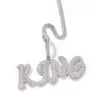 Nouveauté A-Z Lettre Nom Personnalisé Pendentif Collier Signature Personnalisée Glacé CZ Zircone Cubique Or Blanc 18 Carats Hip Hop Anniversaire DIY Bijoux pour Hommes Femmes