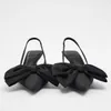NXY Sandals Czarne obcasy tłyska z łukiem dla kobiet letnie spiczaste palce palenia obcasowe Kobiety eleganckie ślubne buty sztyletowe 230406