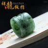 Cluster Rings Real Jade Handmade Dragon Hetian Green Ring Male And Female Gift Brand Mens