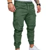 Men's Pants Drop Fashion Men's Jogging Pants Casual Solid Pocket Pull Ankle Strap Tight Cargo Pants Size XS-4XL 230412