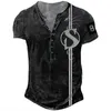 Męskie koszule T-Racing koszula Henley dla mężczyzn 3D Męskie krótkie topy TEE TEE 5xl Button V-deter Man Punk Streetwear