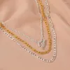 Anhänger Halsketten Mode Vintage Silber Gold Farbe Multilevel Geometrische Kette Set Halskette Für Frauen Boho Punk Hip Hop Choker Schmuck Geschenk