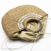 2023 New Shell Moon Bag Bag Bag Women's Straw Bag Bag Bage Thanks Locker Wicker Summer Bass Callsprating of Totes 230412