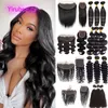 Yirubeauty Peruian 100％Human Hair Double Wefts 13x4 Lace Frontal Straight4x4 Closure Free Part Natural Color 4 PCS