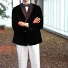 メンズスーツメンイタリアの豪華な豪華なクラシックドレスダブルブレスト紳士ビジネスカジュアルベルベットブレザー