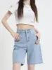 Damen Jeans Hoch taillierte Shorts Damen Gerade Lässig Schick Vintage Streetwear Einfarbig A-Linie Sommer 2023