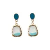 Studörhängen S925 Silver Needle Blue Color Icke Pierced Ear Clip for Women Girls Fashion Jewelry Gifts
