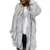 Women's Knits Winter Women Reversible Faux Fur Pocket Long Sleeve Hooded Midi Coat Cardigan Wholesale Drop Harajuku Style Chic