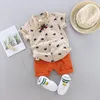 Zestawy odzieży moda chłopiec s garnitur letni swobodny ubrania na najwyższe szorty 2pcs dla chłopców niemowlęcia Kids 230412