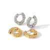 Hoop Earrings 18K Gold-Plated Stainless Steel Trendy Vintage Gold Color Geometric Irregular Hammered For Women