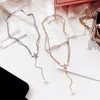 Choker Korean Fashion Set Auger Star Chokers Halsband Kvinnor 2023 Simple Pearl Clavicular Chain Sexig nattklubbar Bar Smycken