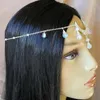 Hårklipp Goth -stil Teardrop Opal Stone Ornament för kvinnor Vintage Hollow Moon Pendant Head Chain Halsband Gotiska smycken VGH036