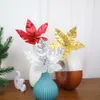 Cross Border Piccola simulazione Fiori di Natale Decorazione per feste di Natale Puntelli di tiro Tessuto luminoso Goffratura Fiore di simulazione Fiori artificiali