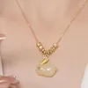 Hänge halsband guld färg fairy moon överföring pärlor halsband kinesisk stil imitation jade för kvinnliga flickor smycken gåva