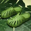 Pantoufles Monstera Diapositives Pour Hommes D'été Femmes En Plein Air Eva Doux Forêt Camping Tendance Unisexe Plage Chaussures Maison