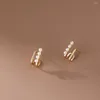 Stud Earrings ITSMOS S925 Sterling Silver Pearl Earings Double Breasted Diamond Earring For Layer Piercing Studs Women Girl
