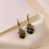 Stud Earrings Beautiful - Gray Crystal Ear Hook Female South Korea 2023 Retro Ladies Temperament