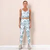 Tweedelige damesbroek Digitaal bedrukt Tie-dye Hippe legging Sportbeha Yogapakken Hardloopfitness