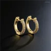 Hoop Earrings Gold Plated Cubic Zirconia Cuff Huggie Stud Coulourful CZ Pave Setting Women Wedding Earring Engagement Gift