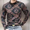 Men's Sweaters 2023 Wool UnderShirt Printed Warm Underwear Plush Thickened T-shirt Mock Neck Fashion Pullover