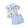 Set di abbigliamento Per bambini Set di vestiti per neonato 2023 Estate per bambini Manica corta Elefante Balena Fiocco Top Camicia Pantaloncini Abiti in cotone 2 pezzi