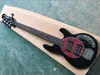 Ship Fast Music Man 5 Strings Ernie Ball Black Electric Bass Guitar Red Pearl PickGuard 9V Battery Box Active Wires Rosewood Fingerboard